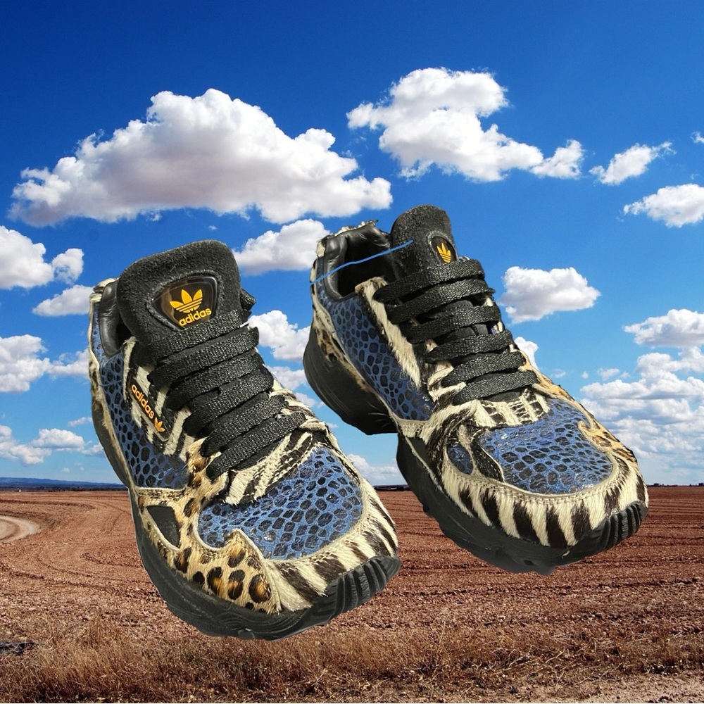 Adidas Blue Zebra and Leopard Print Activewear Sneakers
